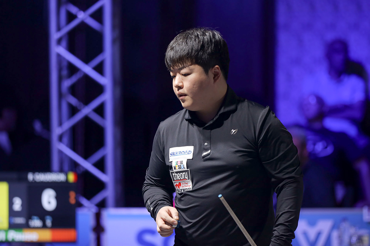 한국의 조명우(실크로드시앤티-서울시청)가 6일 열린 '샤름 엘 셰이크 당구월드컵' 16강전을 승리하고 8강에 진출했다. 사진=SOOP 제공 