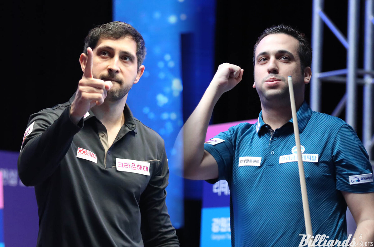 다비드 마르티네스(왼쪽)와 다비드 사파타(오른쪽)가 프로당구 투어에서 처음으로 결승에서 '스페인 더비'를 벌인다.  사진=정선/이용휘 기자