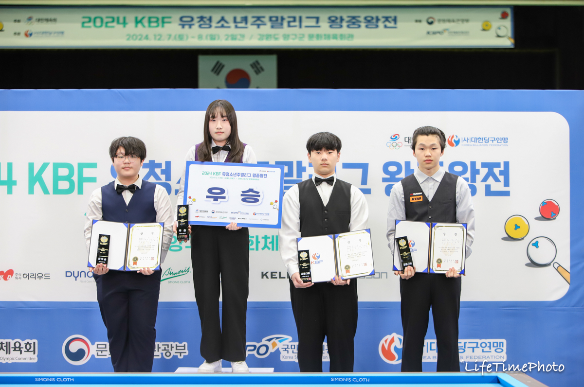 포켓9볼 고등부 입상자들.