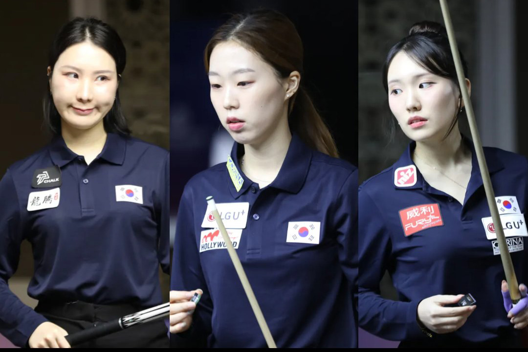 (왼쪽부터) 진혜주, 서서아, 이하린이 아시아 여자 포켓10볼선수권대회 본선 16강에 진출했다. 사진=대한당구연맹 제공
