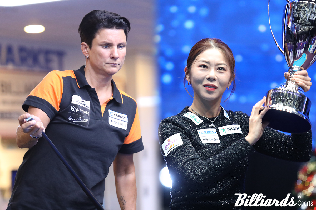 유럽에서 독주를 이어가고 있는 테레사 클롬펜하우어(좌)와 한국 LPBA 투어에서 독주를 하고 있는 김가영(우). 사진=빌리어즈앤스포츠 DB
