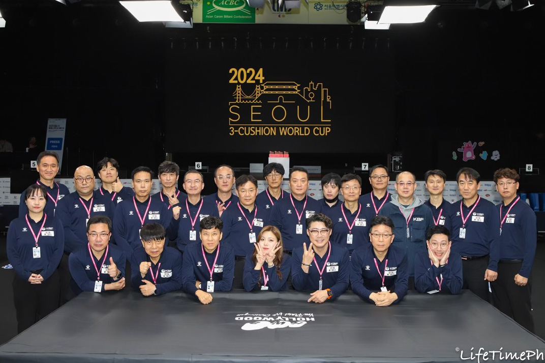 '2024 서울 3쿠션당구월드컵'에서 심판으로 활약한 대한당구연맹 심판들. 