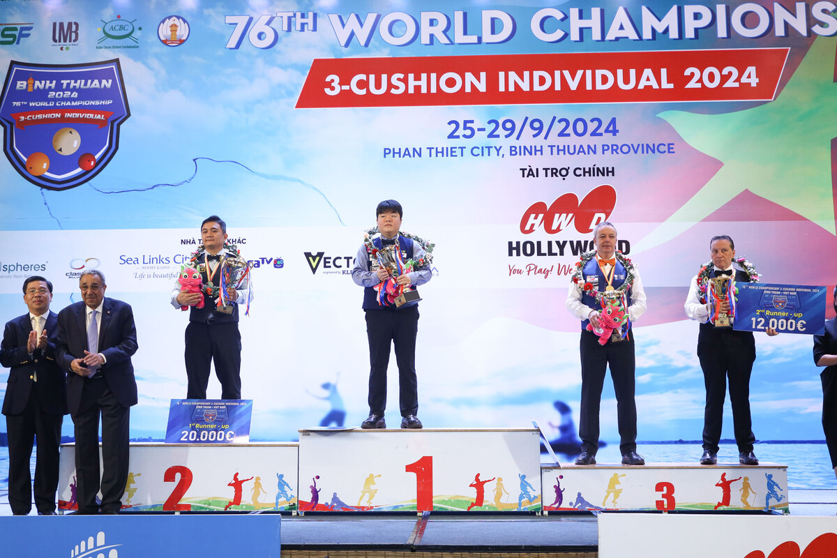 한국의 조명우(실크로드시앤티-서울시청)는 지난해 9월 베트남에서 열린 '제76회 세계3쿠션선수권대회' 결승에서 쩐타인룩(베트남)을 누르고 세계챔피언에 등극했다. 