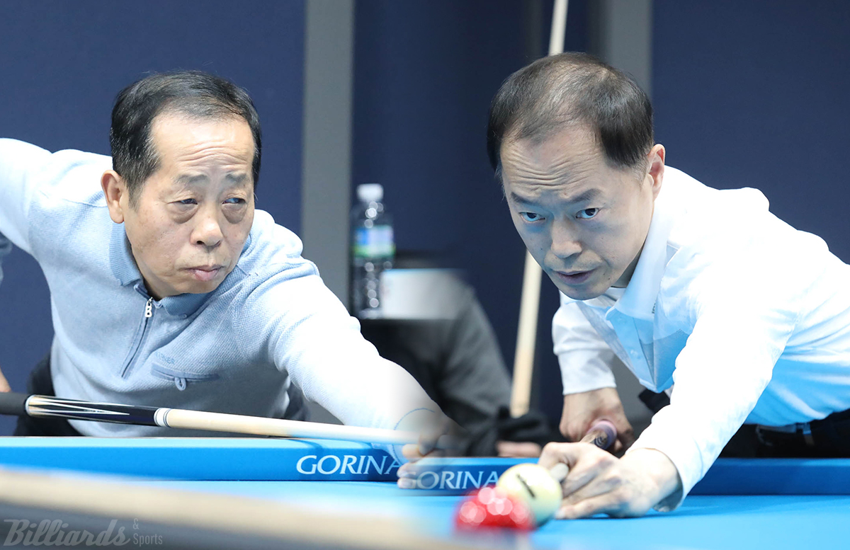 아시안게임 동메달리스트 김정규(왼쪽)와 투어 2회 준우승자 조방연(오른쪽)이 드림투어 7차전 64강에서 만났다.  사진=빌리어즈앤스포츠 DB
