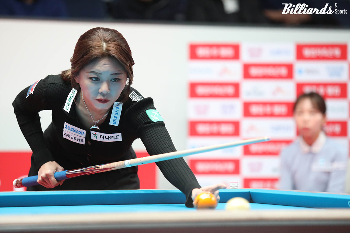 '당구 여제' 김가영(하나카드)의 연승 행진은 계속됐다. 27일 열린 '웰컴저축은행 LPBA 챔피언십' 8강전에서 김가영은 김민영(우리금융캐피탈)에게 세트스코어 3-2로 신승을 거두고 6회 연속 우승에 두 걸음 앞까지 다가섰다.  사진=고양/이용휘 기자