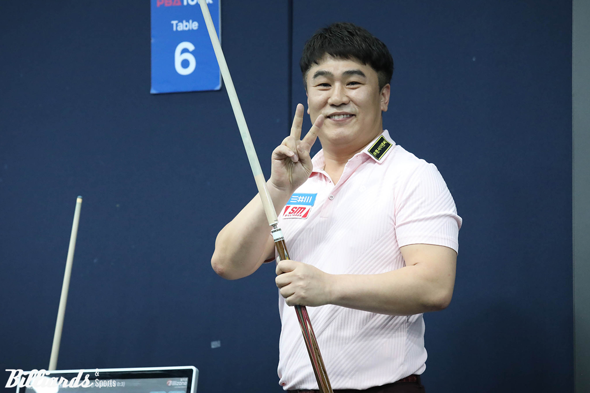 박주선(47)이 8차 투어 '웰컴저축은행 PBA 챔피언십' 16강전에서 최명진을 3-0으로 꺾고 8강에 진출했다.  사진=고양/이용휘 기자