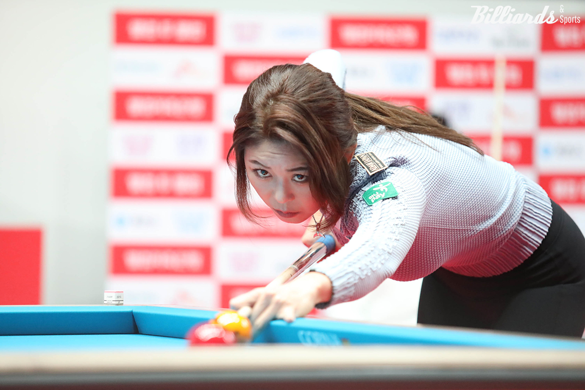 김가영(하나카드)이 통산 13승, 투어 6연승, 36경기 연속 승리의 대기록 작성을 눈앞에 두고 '천적' 김민아(NH농협카드)와 결승에서 1년 7개월여 만에 다시 만났다.  사진=고양/이용휘 기자