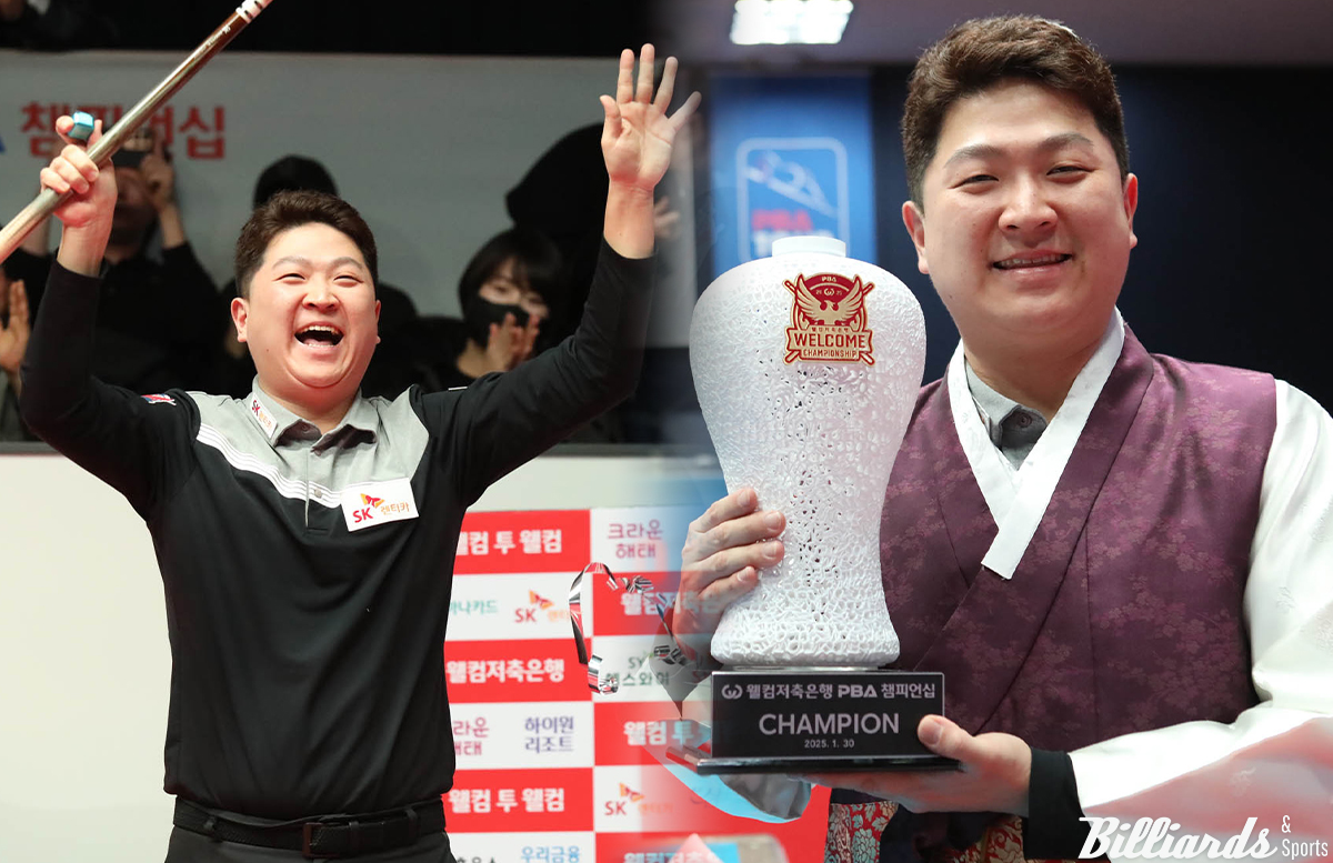 '디펜딩 챔피언' 조건휘(SK렌터카)가 한날 준결승과 결승에서 강동궁(SK렌터카), 조재호(NH농협카드)를 모두 꺾고 '웰컴저축은행 PBA 챔피언십' 우승을 차지했다.  사진=고양/이용휘 기자