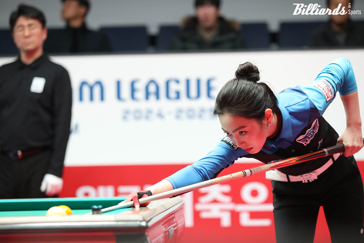 휴온스가 팀리그 5라운드 2일차까지 연속 승리를 거두며 선두에 올라섰다. 사진은 둘째날 경기에서 4세트 혼합복식에 출전해 6점을 치며 활약한 차유람(휴온스).  사진=고양/이용휘 기자