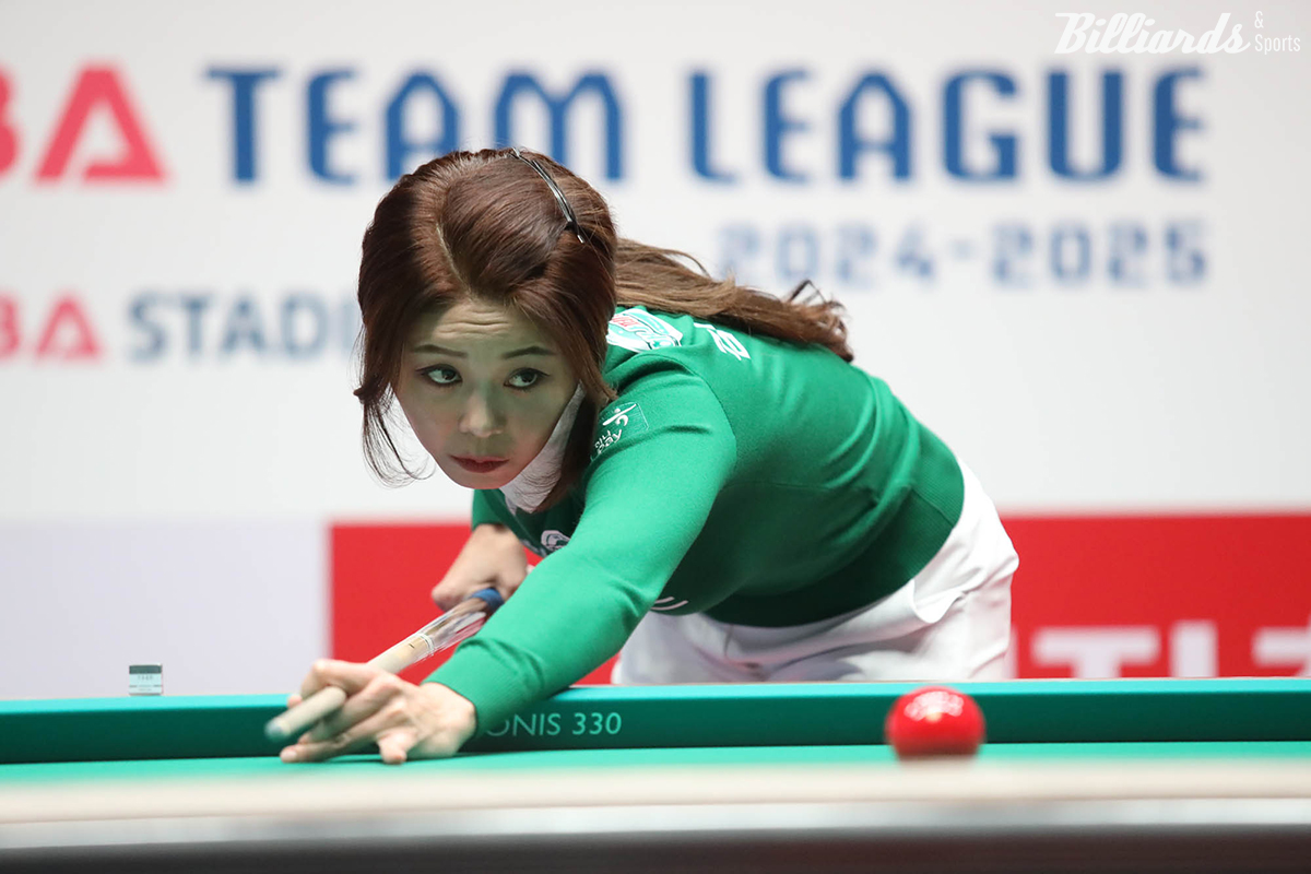 '당구 여제' 김가영(하나카드)이 세트스코어 2-3에서 6세트에 나와 승리를 거두면서 하나카드가 휴온스를 4-3으로 꺾고 2연승을 달렸다.  사진=고양/이용휘 기자