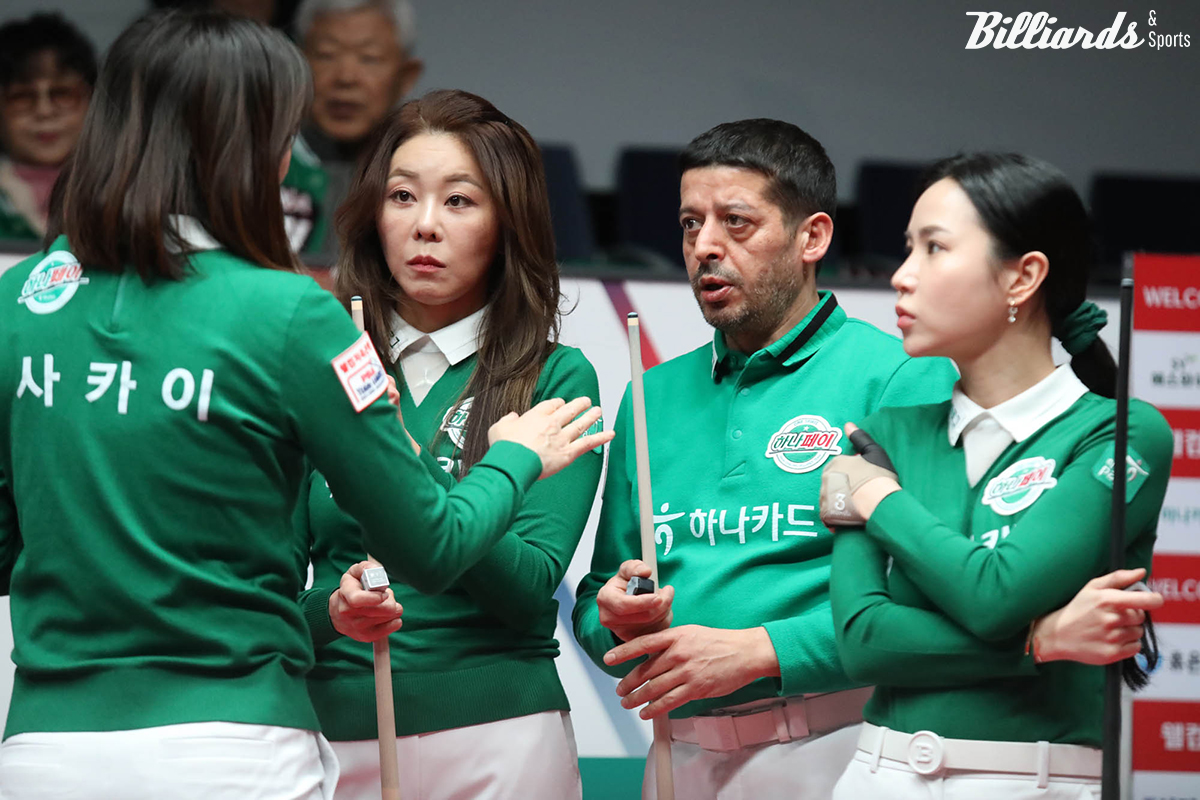 김가영은 2세트와 6세트를 따내며 하나카드의 승리를 견인했다.