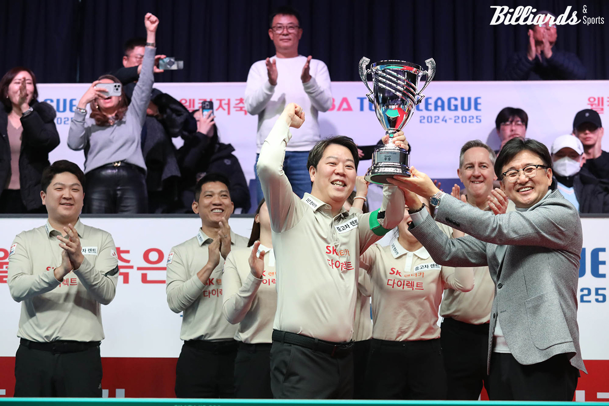 SK렌터카가 정규리그 5라운드 우승트로피를 차지하며 정규리그 종합 1위와 포스트시즌 파이널에 진출했다.  사진=고양/이용휘 기자