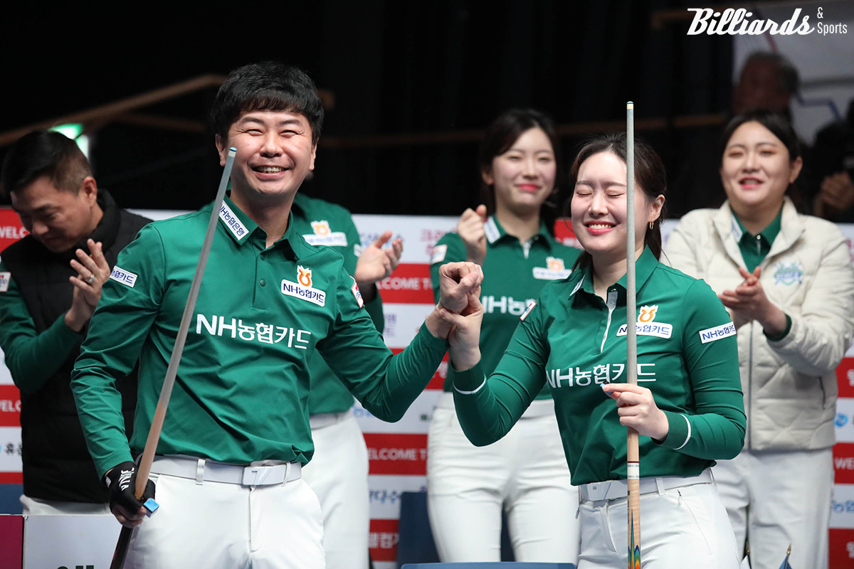 NH농협카드는 이날 4세트 혼합복식에서 김현우1-김보미가 승리를 거두고 2-2 동점을 만들었다. 김현우1은 1세트 9득점에 이어 4세트도 5점을 쳐 승리를 거두면서 이날 좋은 활약을 보여줬다. 