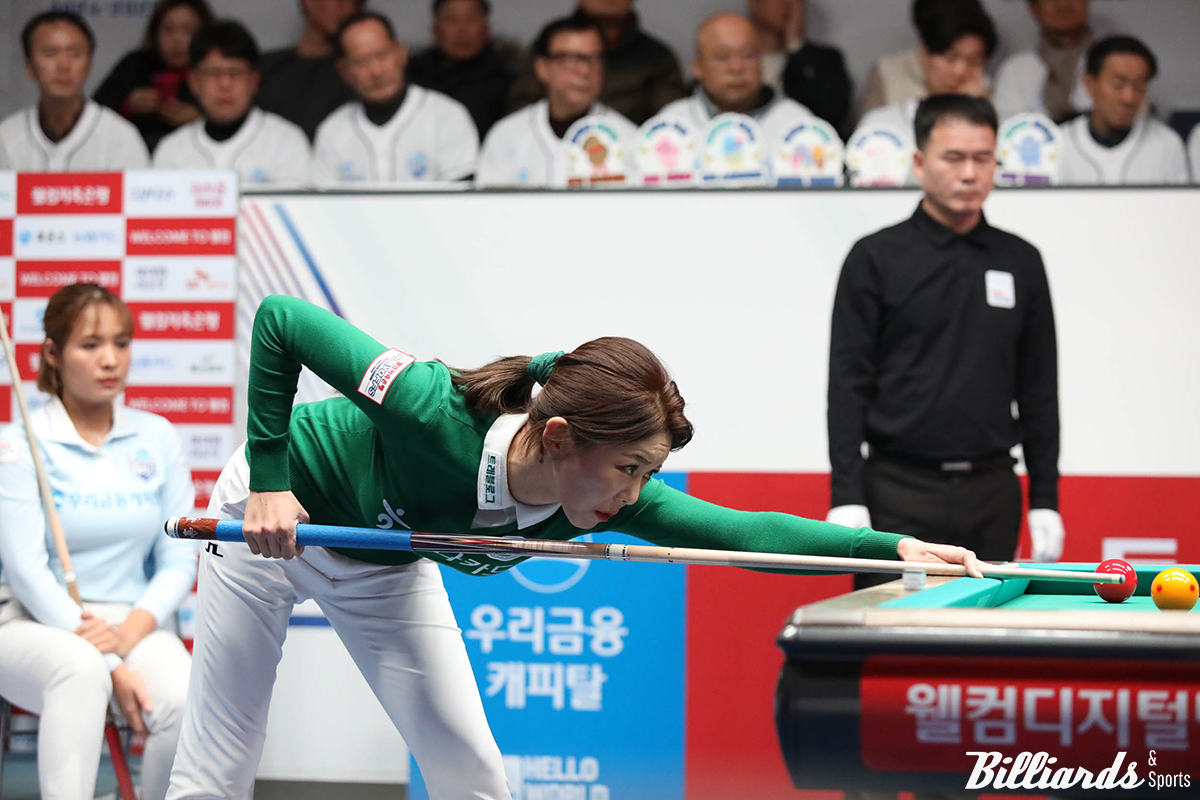 하나카드는 김가영이 6세트에서 스롱에게 패하며 아쉽게 1차전을 내줬다.