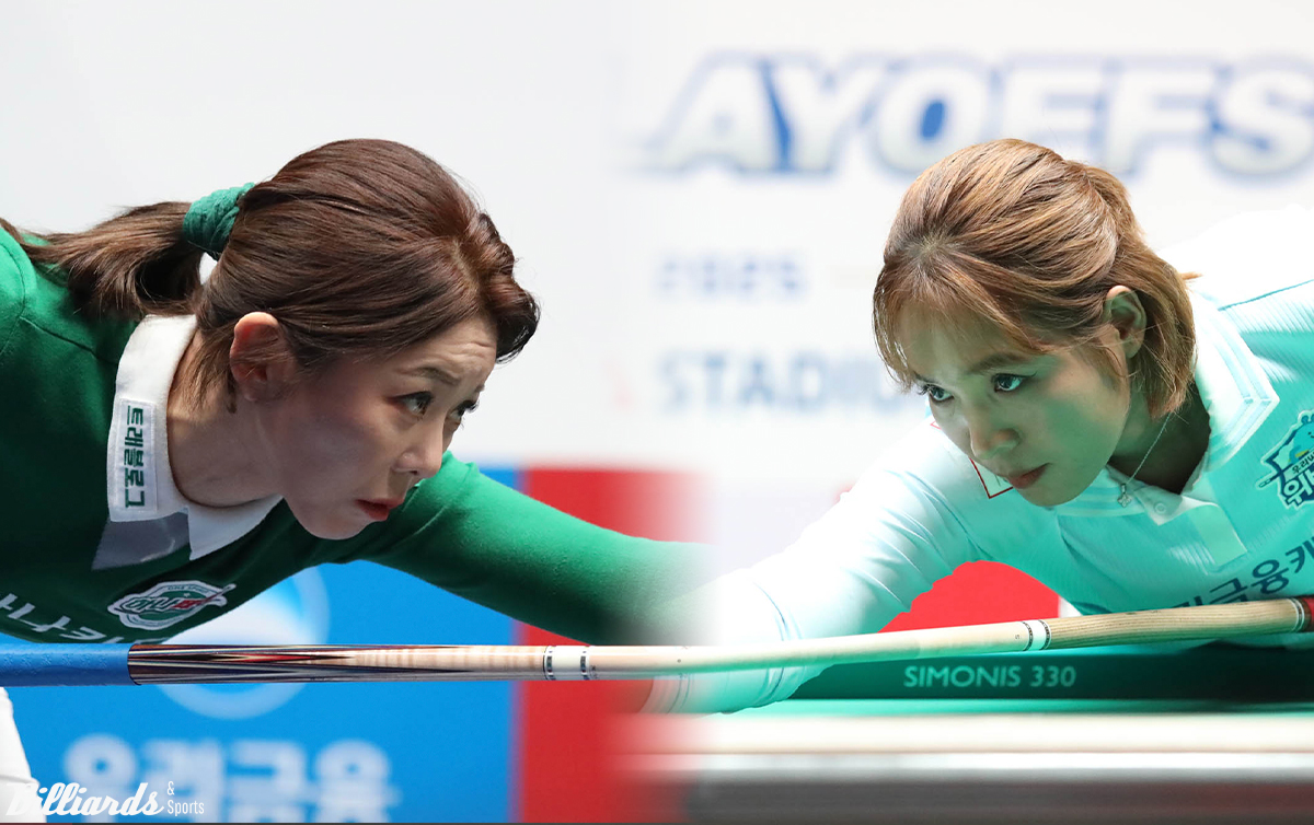 '당구 여제' 김가영(왼쪽)과 '캄보디아 당구 영웅' 스롱 피아비(오른쪽)가 23일 플레이오프 2차전에서 재대결을 벌인다. 전날 1차전에서는 스롱이 김가영에게 9:2(4이닝)로 승리했다. 사진=고양/이용휘 기자