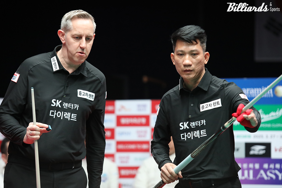 SK렌터카의 1세트 남자복식 에디 레펀스(왼쪽)-응오딘나이.