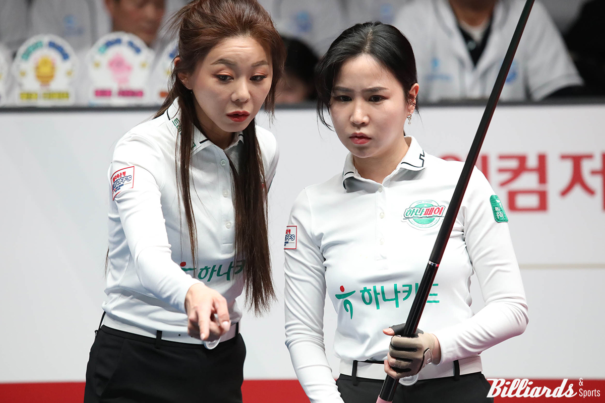 김가영과 김진아는 팀리그에서 하나카드 소속으로 이번 시즌에 2세트 여자복식전에서 호흡을 맞췄다.