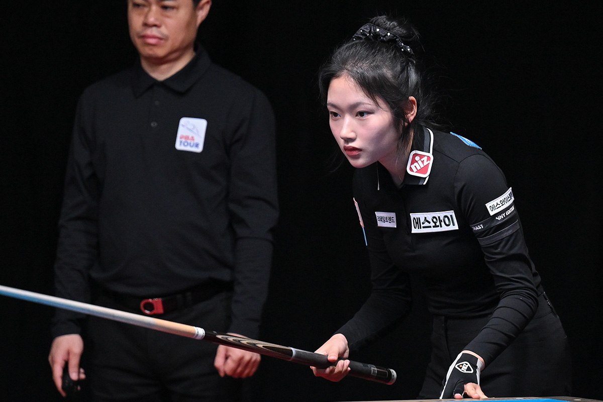 한지은이 이우경을 꺾고 1승을 따내 조 1위에 올랐다. 사진=PBA 제공
