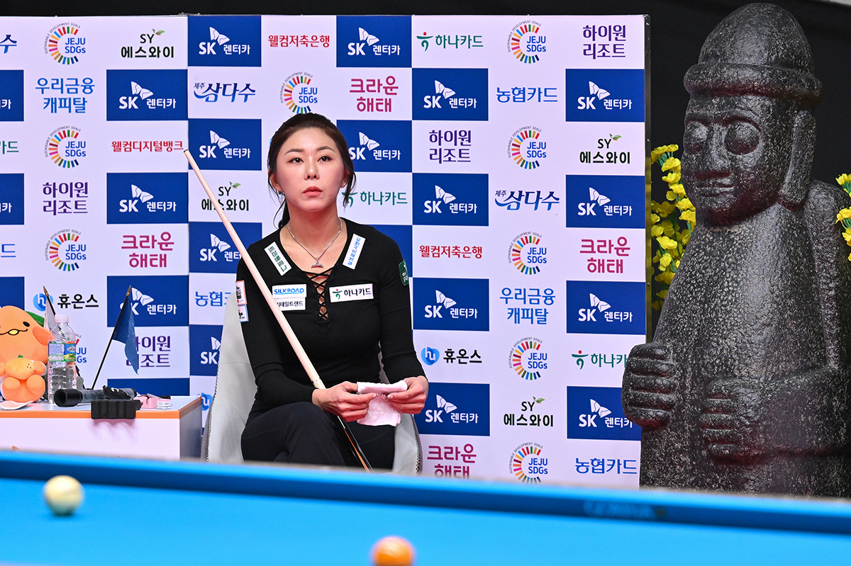 37경기 연속 승리를 달성한 김가영(하나카드)이 과연 38경기 연속 승리로 기록을 이어갈 수 있을까. 김가영은 11일 오후 9시에 시작하는 LPBA 월드챔피언십 조별리그 두 번째 경기에서 강지은(SK렌터카)과 대결한다.  사진=PBA 제공