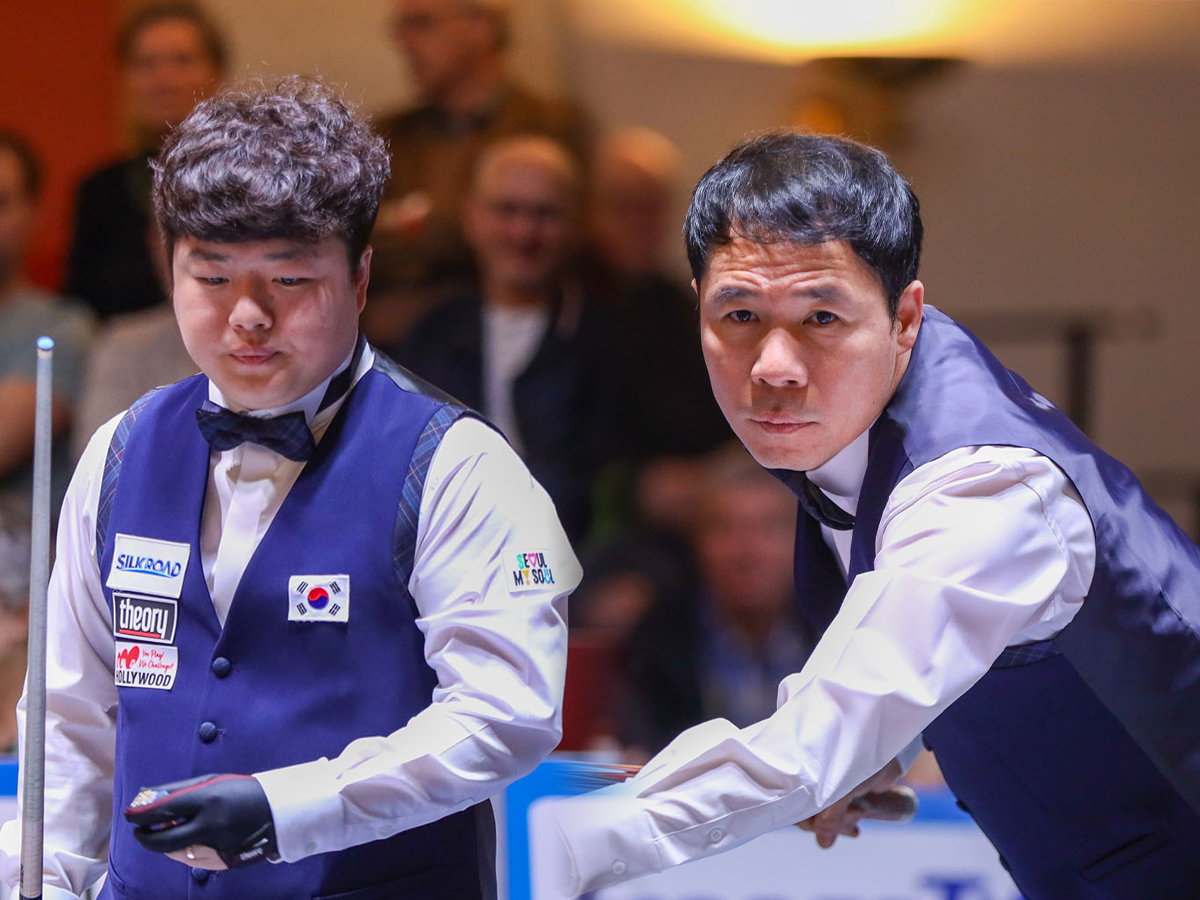 조명우와 허정한이 세계3쿠션팀선수권대회에서 두 번째 호흡을 맞춘다. 사진=SOOP 제공