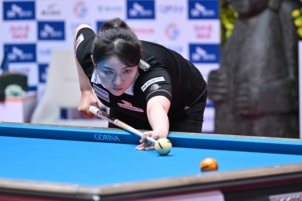 김민아(NH농협카드)는 이날 16강전에서 김진아(하나카드)를 애버리지 1.435의 화력을 세트스코어 3-0으로 꺾고 8강에 올라왔다.