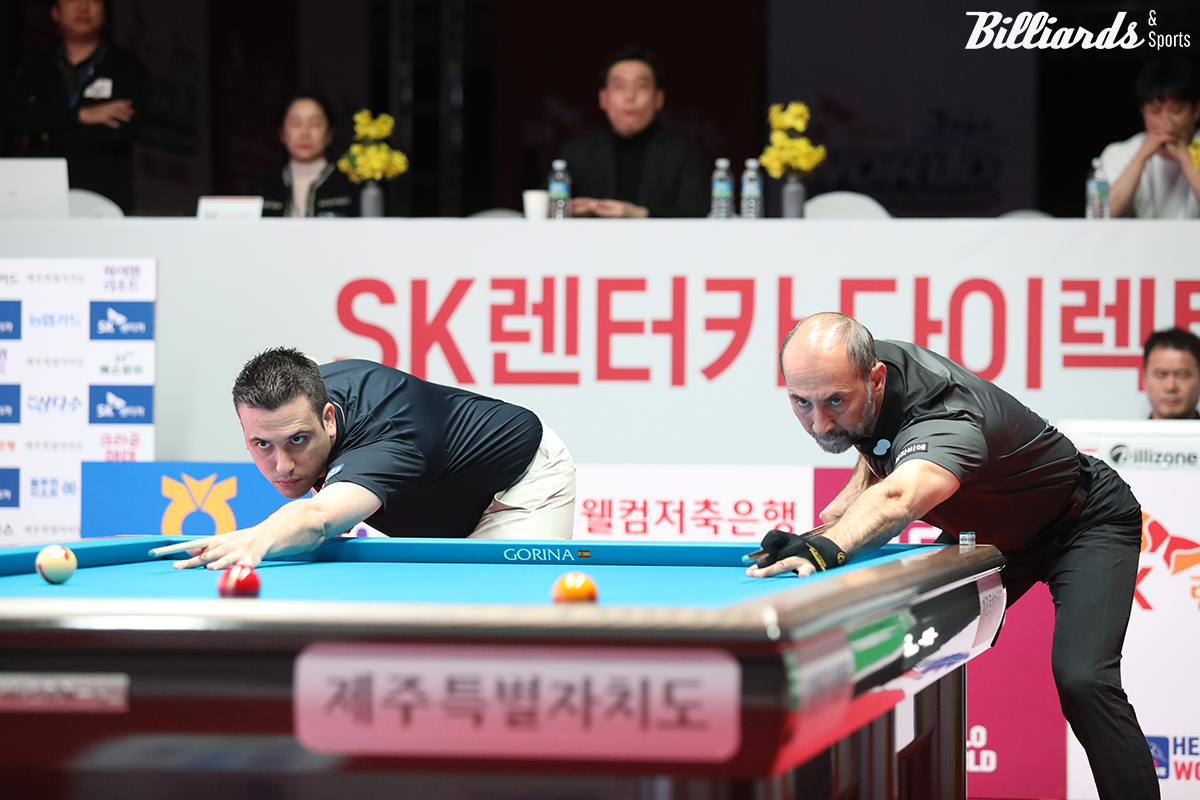 지난해 월드챔피언십 준결승전에서 다비드 사파타(우리금융캐피탈)와 대결한 사이그너.