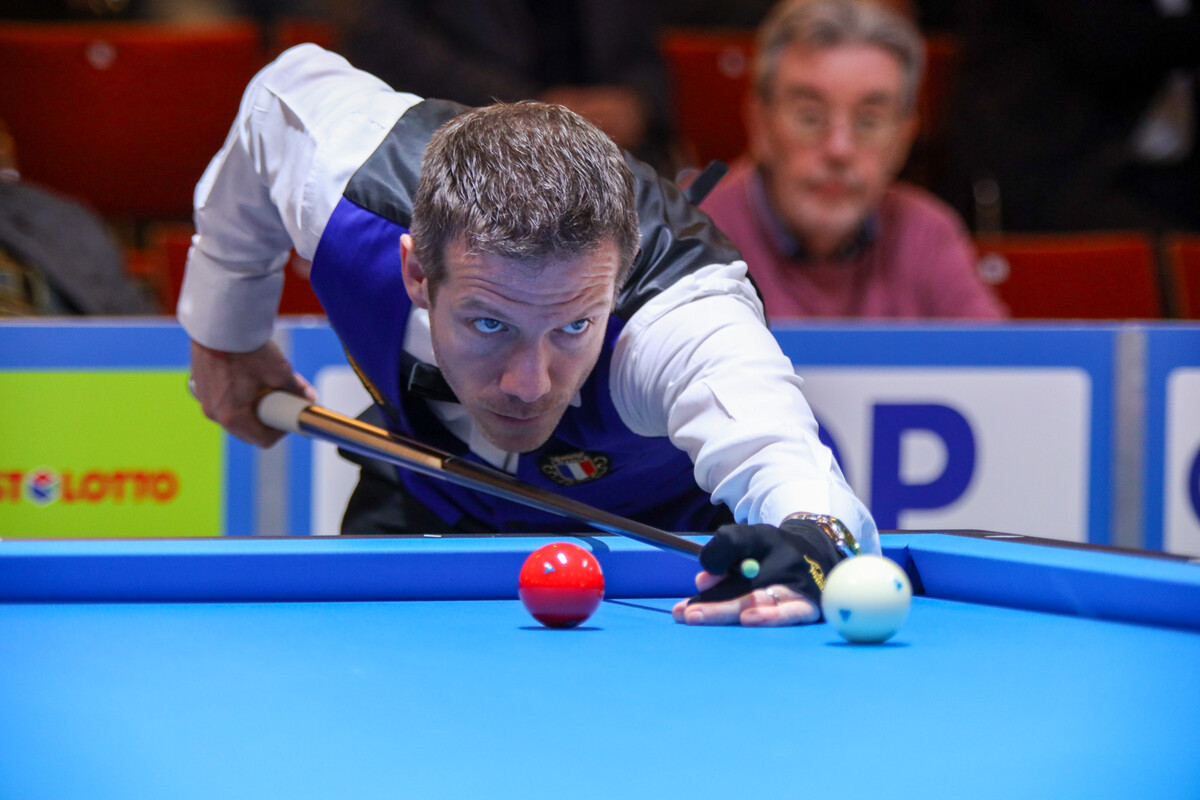 한국의 조명우와 마지막 경기에서 맞붙는 프랑스의 제레미 뷔리.