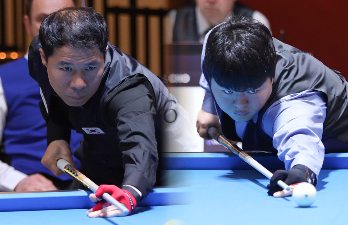 한국이 세계3쿠션팀선수권 조별리그에서 다른 팀에 월등하게 앞서는 애버리지(평균득점)로 B조 2위에 올라 8강에 진출했다.  사진=SOOP 제공