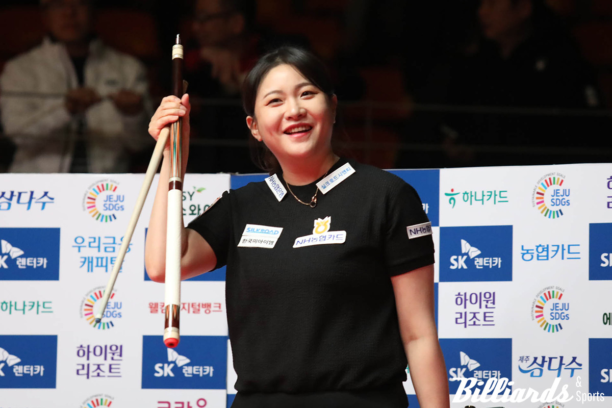 월드챔피언십에서 처음으로 결승 진출에 성공한 김민아(NH농협카드)가 환한 미소를 짓고 있다. 사진=제주/이용휘 기자)