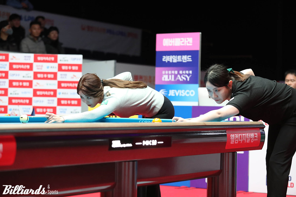 김가영과 김민아는 올해 1월에 열린 이번 시즌 마지막 정규투어 '웰컴저축은행 LPBA 챔피언십' 결승전에서 맞붙었고, 월드챔피언십까지 두 대회 연속 결승 승부를 벌인다.