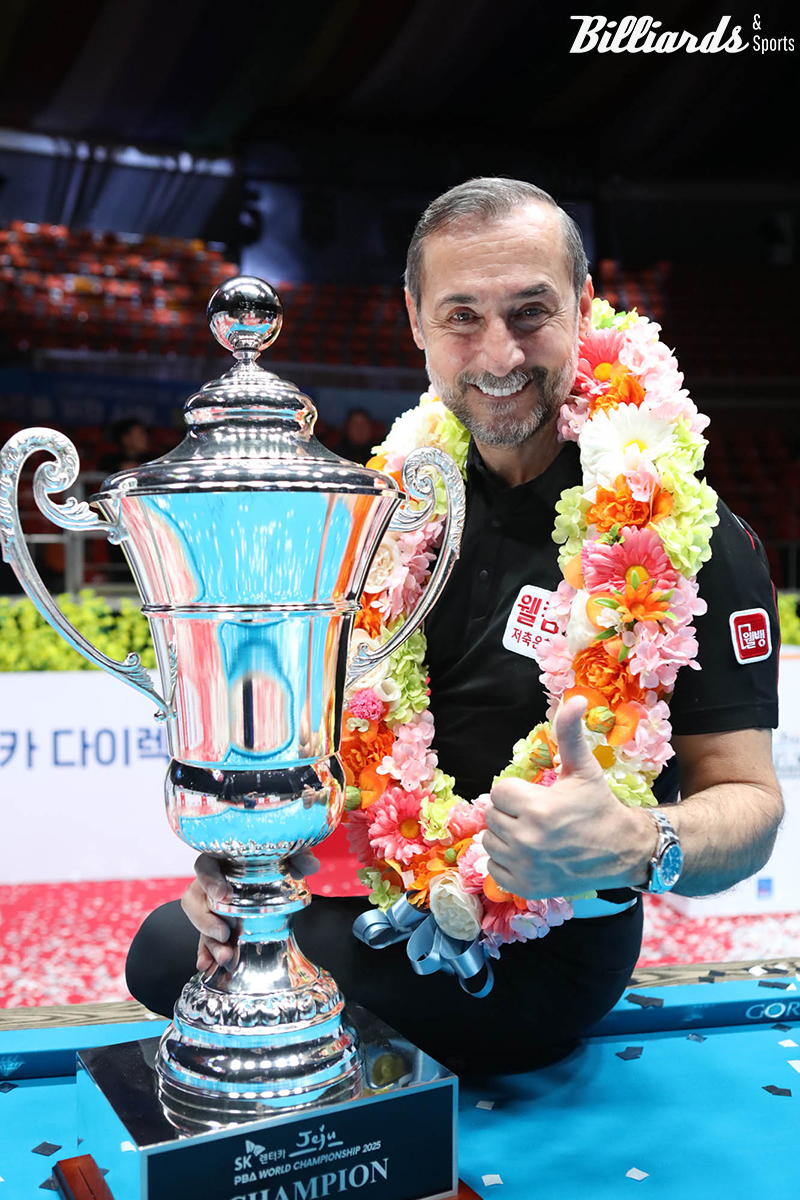 61세의 노장 사이그너는 젊은 선수들을 압도하는 체력과 감각으로 프로당구 최고 상금이 걸린 월드챔피언십에서 우승을 차지했다. 