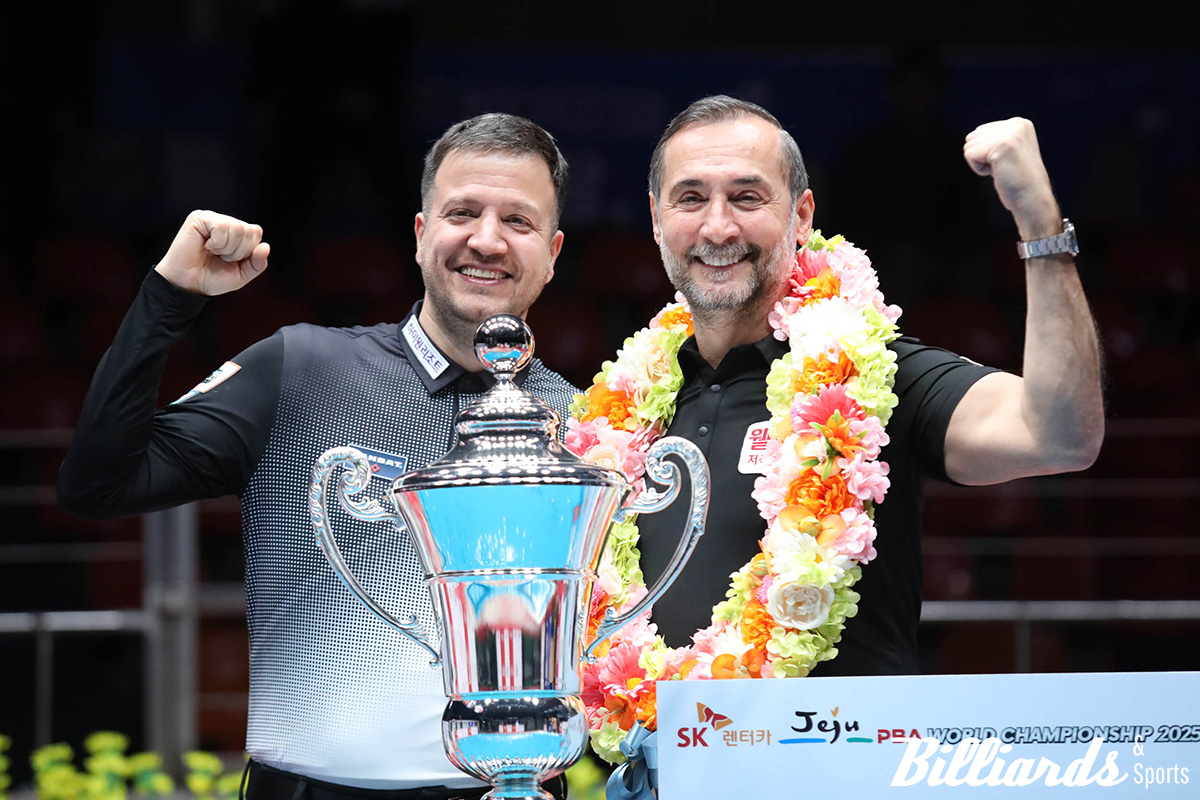 'SK렌터카 제주특별자치도 PBA 월드챔피언십 2025' 결승전에서 '튀르키예전'을 치른 '튀르키예 듀오' 륏피 체넷과 세미 사이그너.