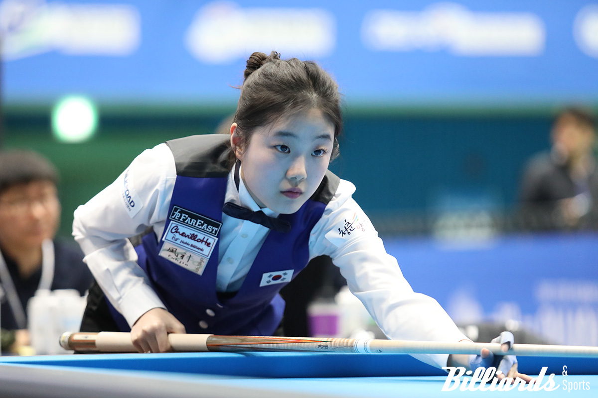 허채원이 결승에서 일본의 미야시타 아야카를 꺾고 새로운 아시아 3쿠션 여왕으로 등극했다. 사진=양구/이용휘 기자