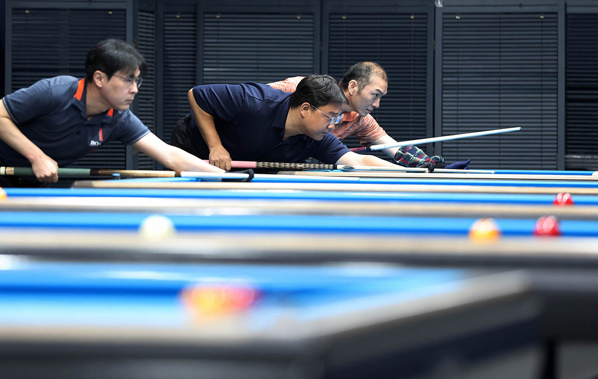 PBA 트라이아웃 2라운드에 출전한 선수들이 프로 당구선수에 도전하고 있다. 