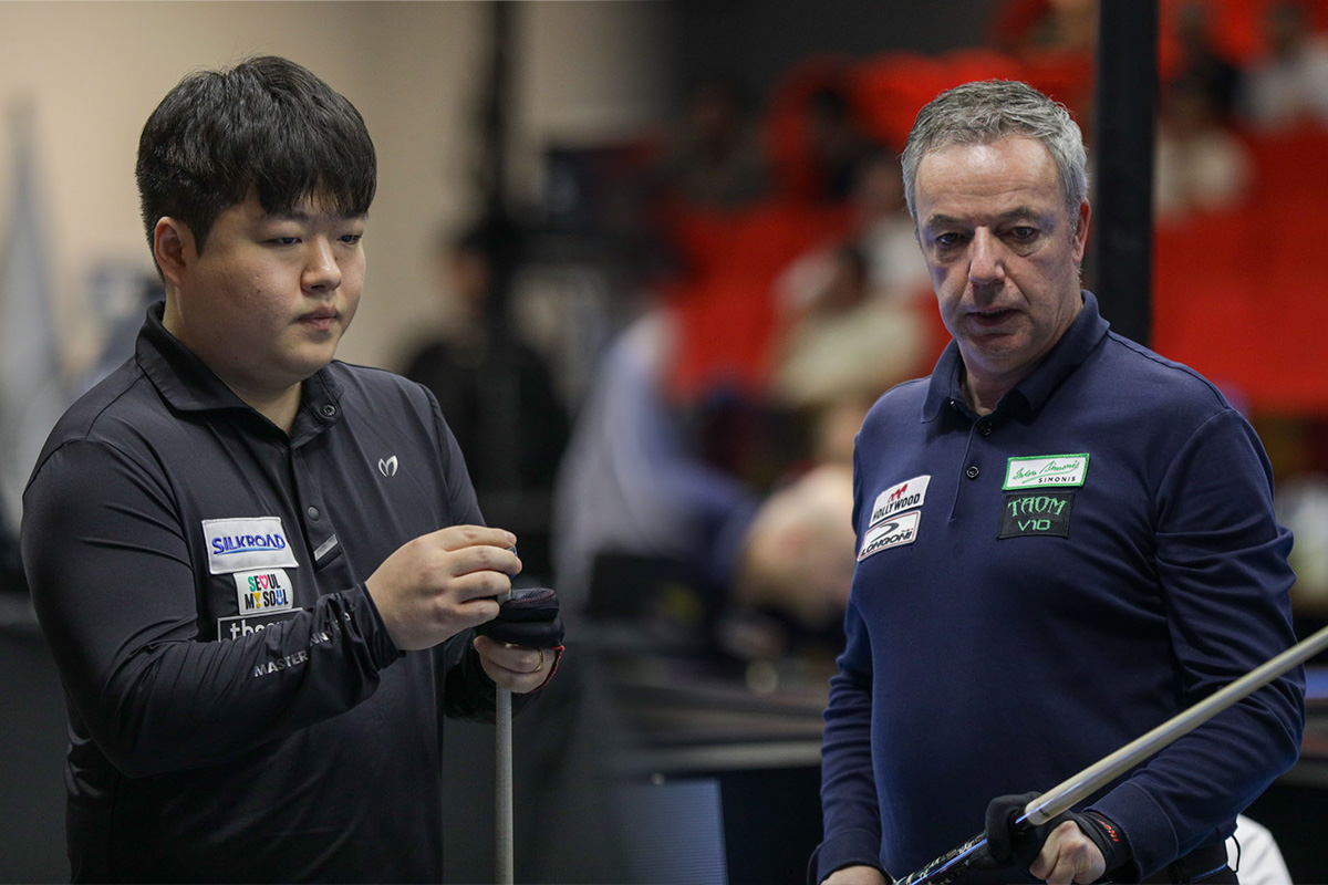 32강 종합 순위 1위로 16강에 오른 조명우와 16위로 진출한 딕 야스퍼스가 16강에서 맞붙는다. 사진=SOOP 제공