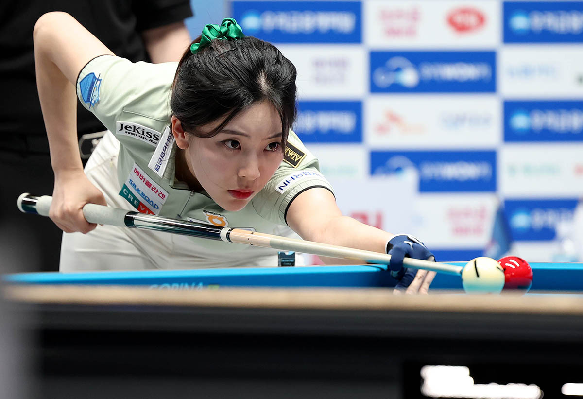 LPBA 32강전에서 전애린을 꺾고 16강에 진출한 정수빈.