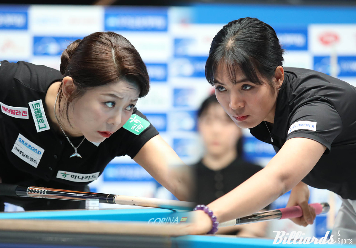 김가영(왼쪽)과 스롱 피아비(오른쪽)가 19일 오후 3시 30분에 시작하는 개막전 여자부 16강전에 나란히 출격한다.  사진=고양/이용휘 기자