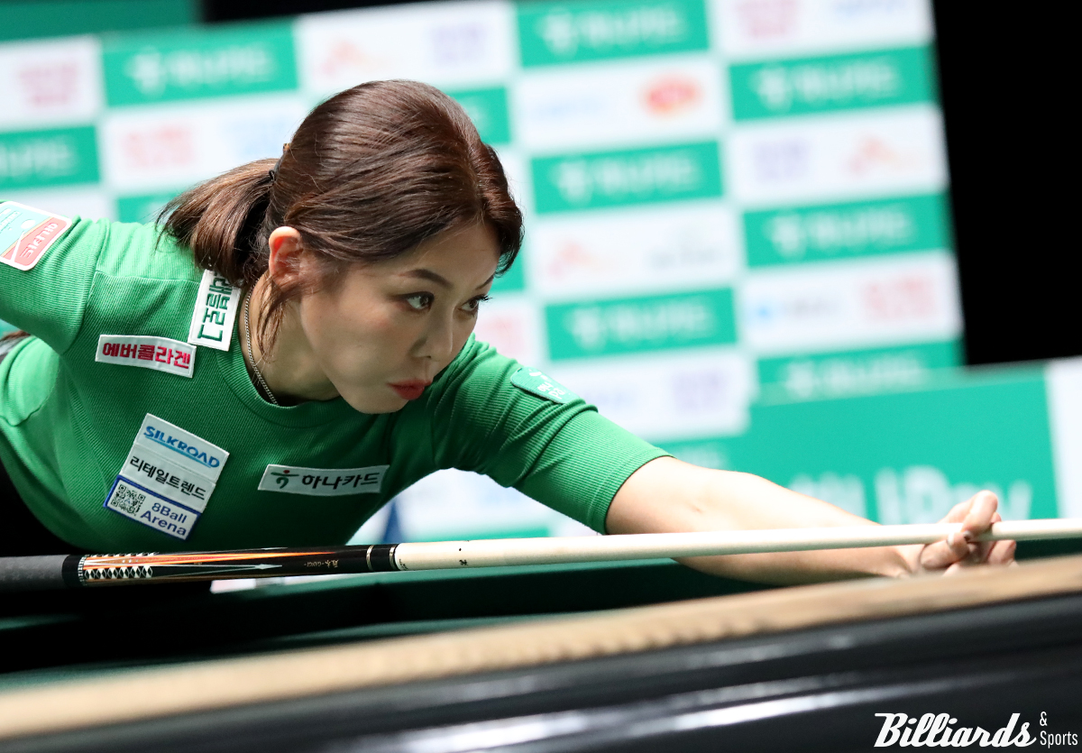 김가영(하나카드·사진)과 스롱 피아비(우리금융캐피탈)가 3일 열린 하나카드 LPBA 챔피언십 32강전에서 나란히 승리를 거두고 16강에 진출했다.  사진=고양/이용휘 기자