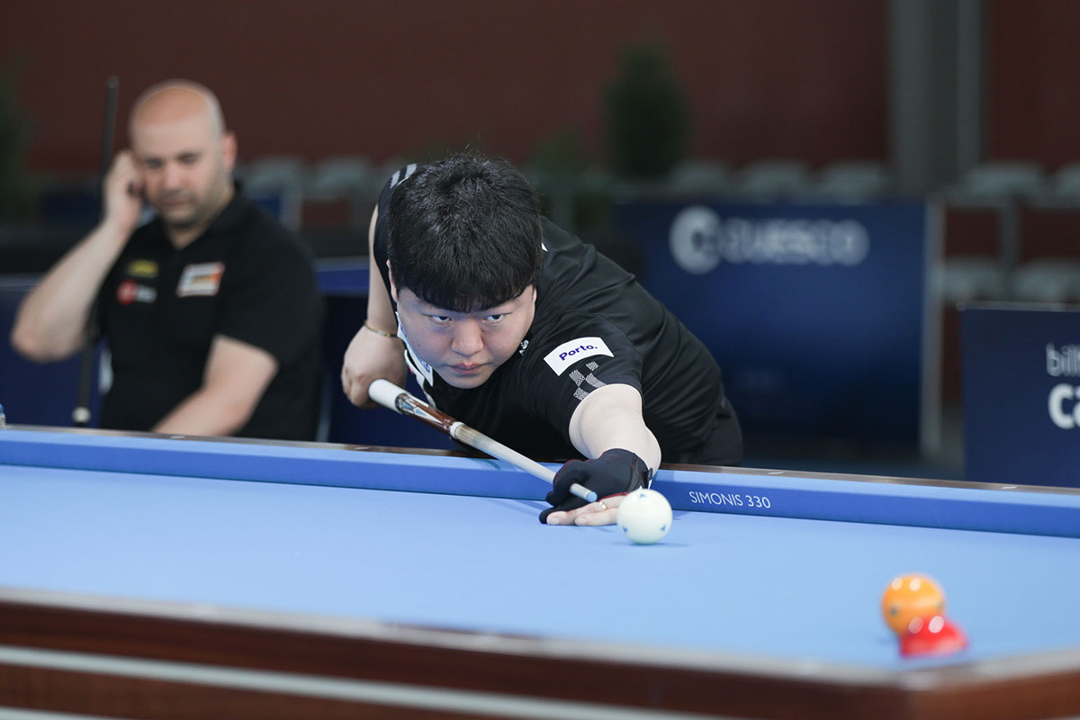 조명우가 준결승전에서 괴크한 살만을 꺾고 포르투월드컵 2년 연속 결승 진출에 성공했다. 사진=SOOP 제공