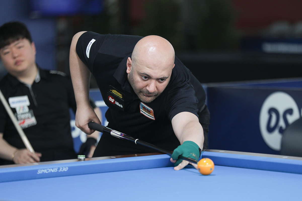 8강에서 프레데리크 쿠드롱을 꺾고 준결승에 오른 살만이 조명우와 준결승전에서 대결하고 있다.