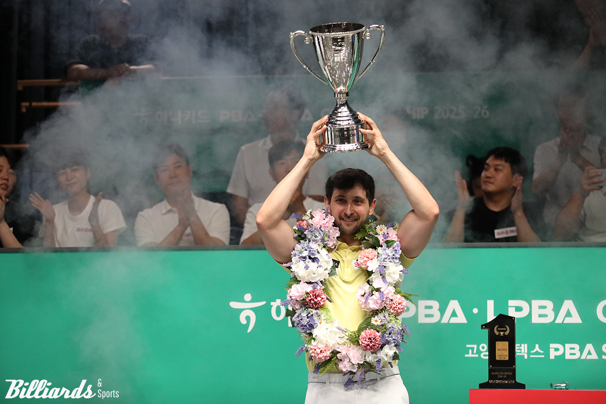 다비드 마르티네스(크라운해태)가 25-26시즌 2차 투어 하나카드 PBA 챔피언십에서 우승하며 통산 8승과 총상금 10억원을 돌파했다.  사진=고양/이용휘 기자