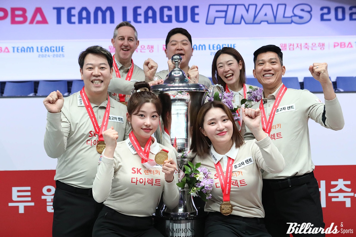 지난 시즌 파이널에서 우승한 SK렌터카 선수들. 이번 시즌에도 SK렌터카는 이 7인 체제로 2년 연속 우승에 도전한다. 빌리어즈앤스포츠 DB