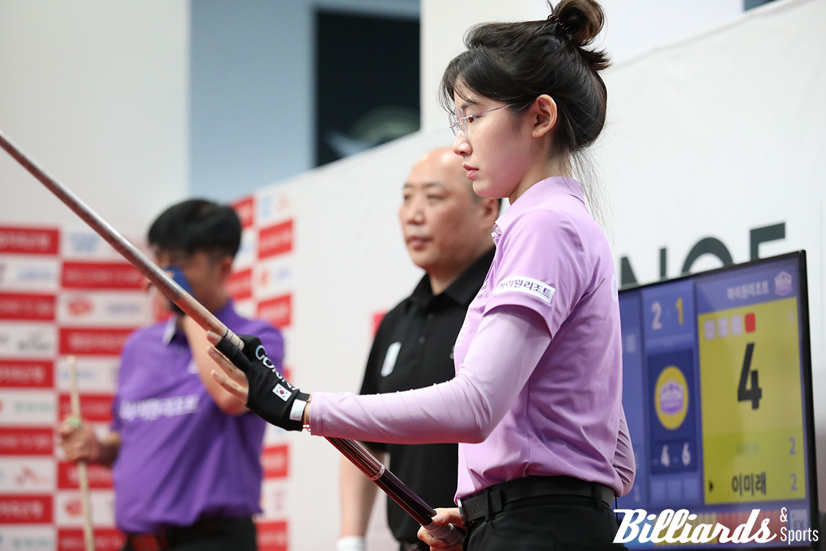 6세트에서 김예은을 꺾고 세트스코어 3-3으로 승부를 연장한 이미래(하이원리조트)