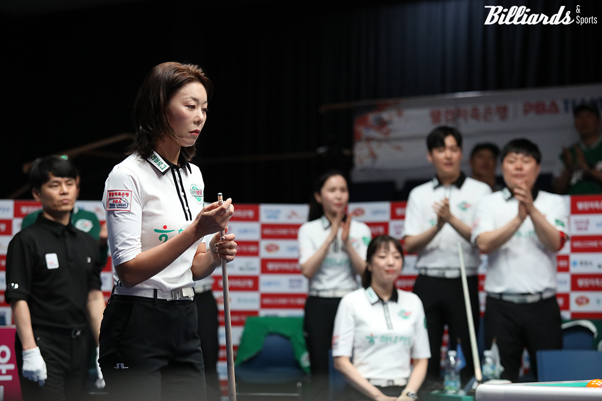 하나카드가 24일 열린 프로당구 PBA 팀리그 3일 차 경기에서 2패 뒤 귀중한 시즌 첫 승리를 따냈다.  사진=고양/이용휘 기자