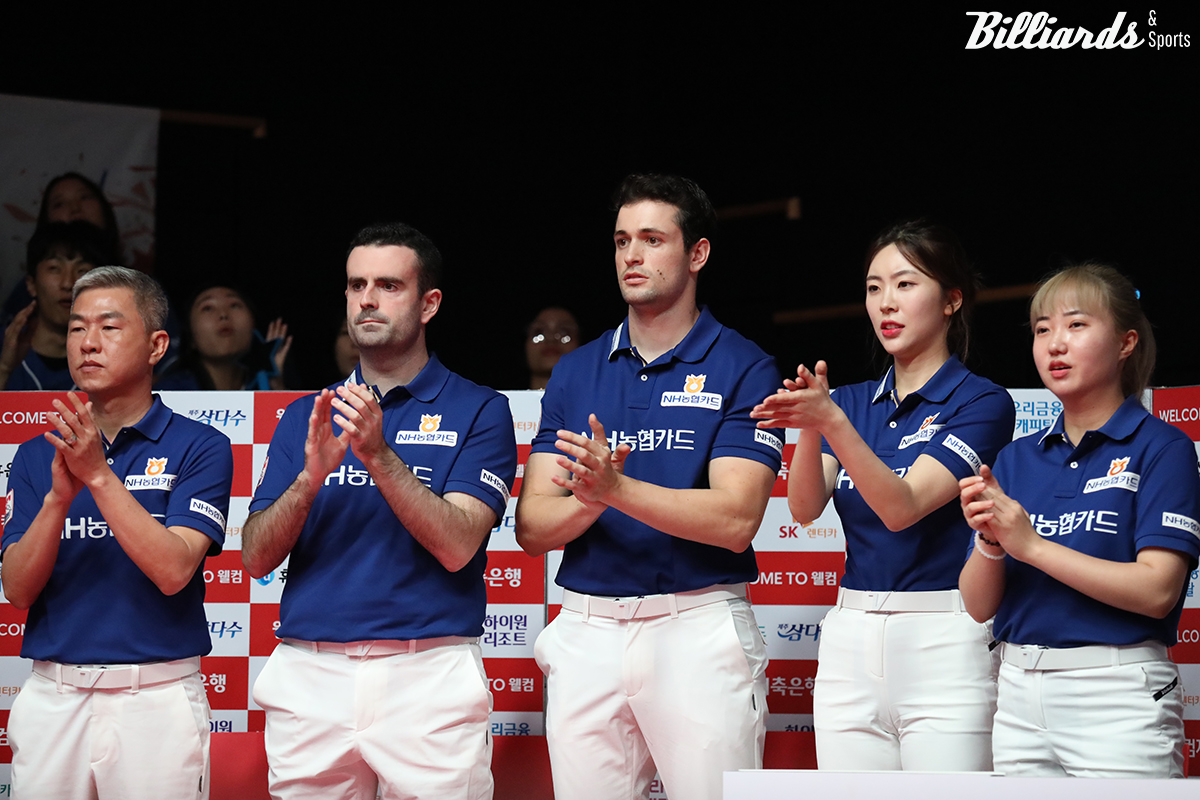 NH농협카드 벤치. 왼쪽부터 마민껌, 안토니오 몬테스, 이반 마요르, 정수빈, 황민지.