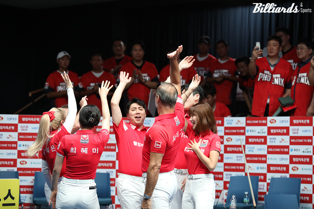 웰컴저축은행이 프로당구 PBA 팀리그 1라운드 4일 차 경기까지 7세트에서 승리를 거두며 3승 1패를 기록했다.  사진=고양/이용휘 기자