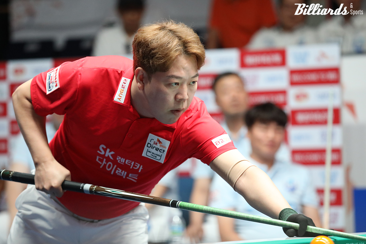 SK렌터카가 25일 열린 프로당구 PBA 팀리그 1라운드 4일 차 경기에서 에스와이를 4-1로 꺾고 시즌 첫 승점3을 획득하며 선두로 올라섰다.  사진=고양/이용휘 기자