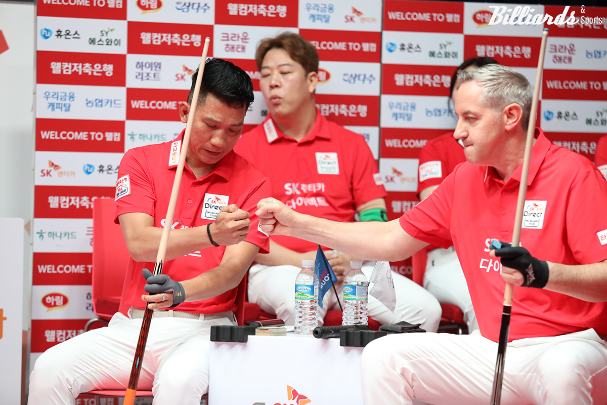 1라운드에서 처음 승리를 거둔 SK렌터카의 남자복식팀 응오딘나이-에디 레펀스. 사진=고양/이용휘 기자