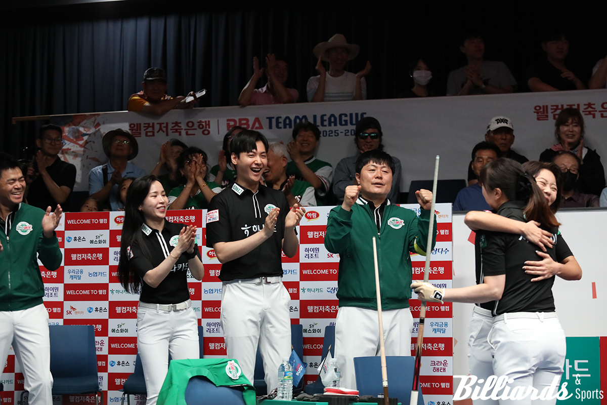 선두 SK렌터카를 2점 차로 따라잡은 하나카드. 사진=고양/이용휘 기자