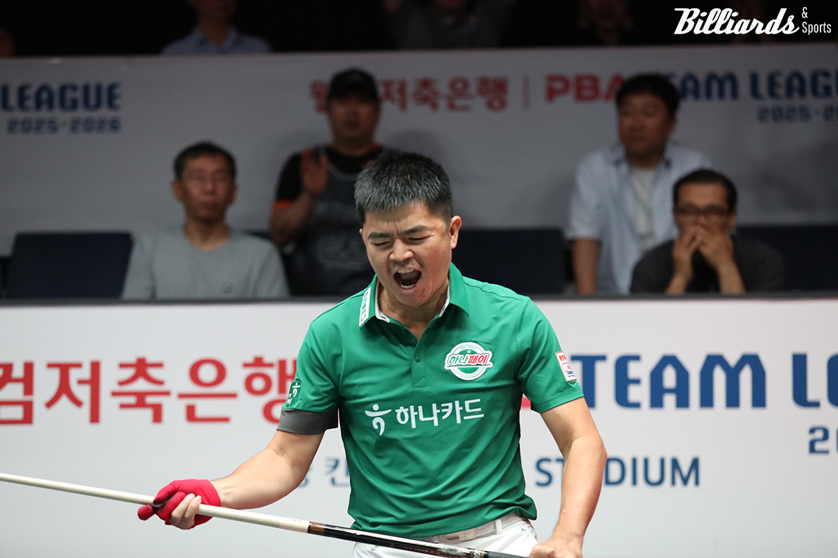 하나카드가 1라운드 막판 전날까지 선두를 달리던 SK렌터카를 밀어내고 1위 자리를 차지했다. 사진은 이날 1세트와 5세트를 승리한 응우옌꾸옥응우옌(베트남).  사진=고양/이용휘 기자